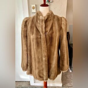 Vintage Intrigue Brown Genuine Fur Coat Longline Size S/M Glam Luxury